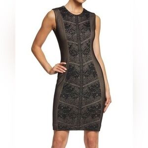 Dress the population Tori black lace bodycon dress NWT